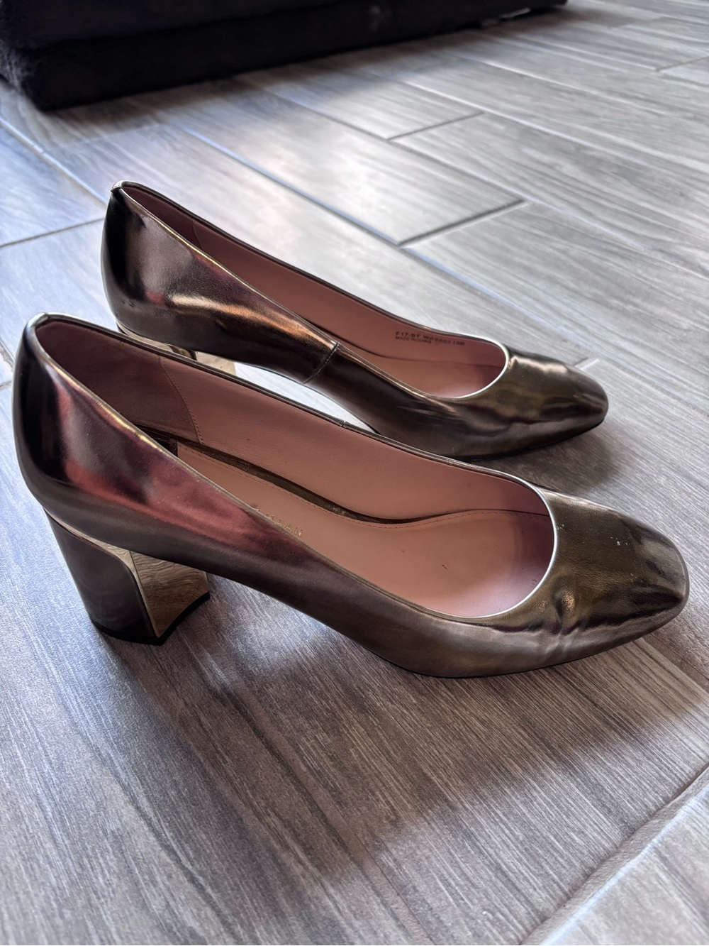 Cole Haan Metallic Bronze Chunky Heel Pumps
